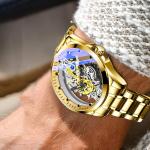 New luxury men's watch double-sided transparent frame automatic non mechanical watch waterproof luminous quartz watch