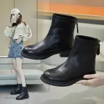 British Platform Boots for Women Autumn New Designer Increase PU Leather Shoes Female Fashion Casual Black Ankle Botas De Mujer